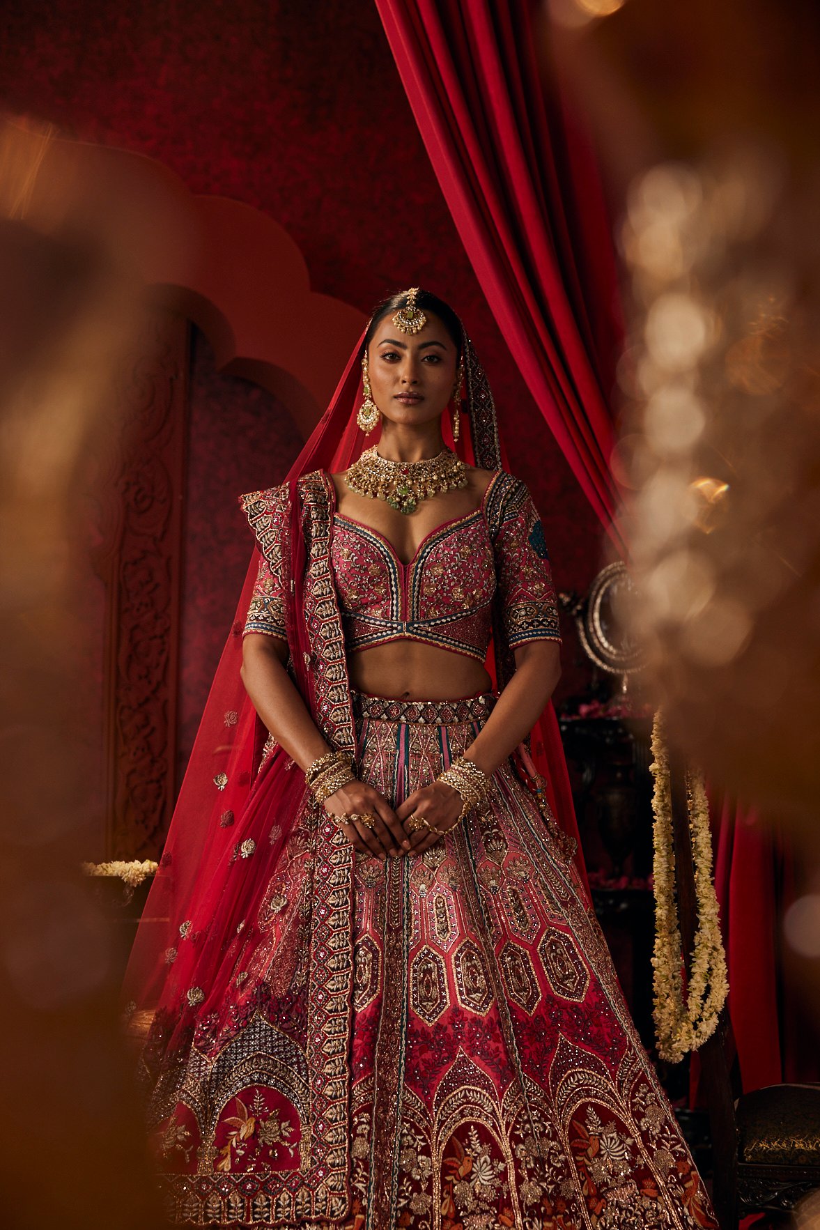 Crimson Zardozi Silk Lehenga